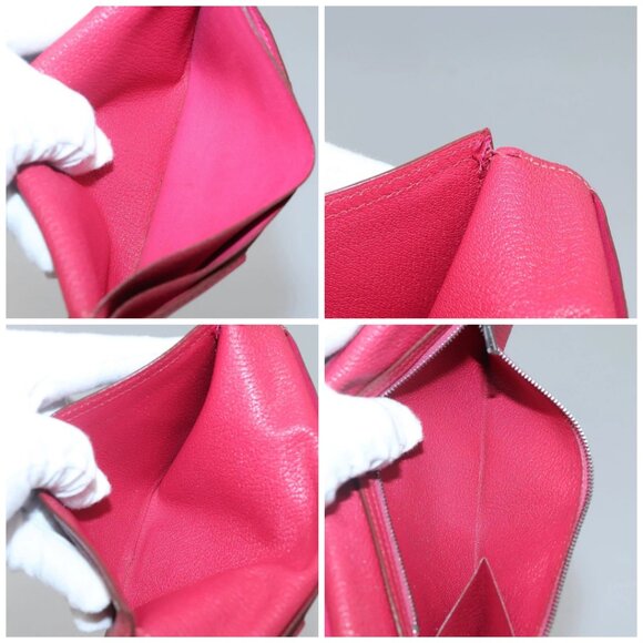 HERMES Wallet Leather Red Silver Auth 142361 - Picture 15 of 16